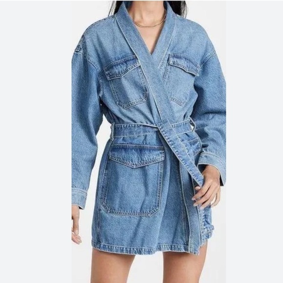 Boyish Dresses & Skirts - NWT Boyish x Free People Joaquin Kimono Denim Utility Belt Wrap Dress